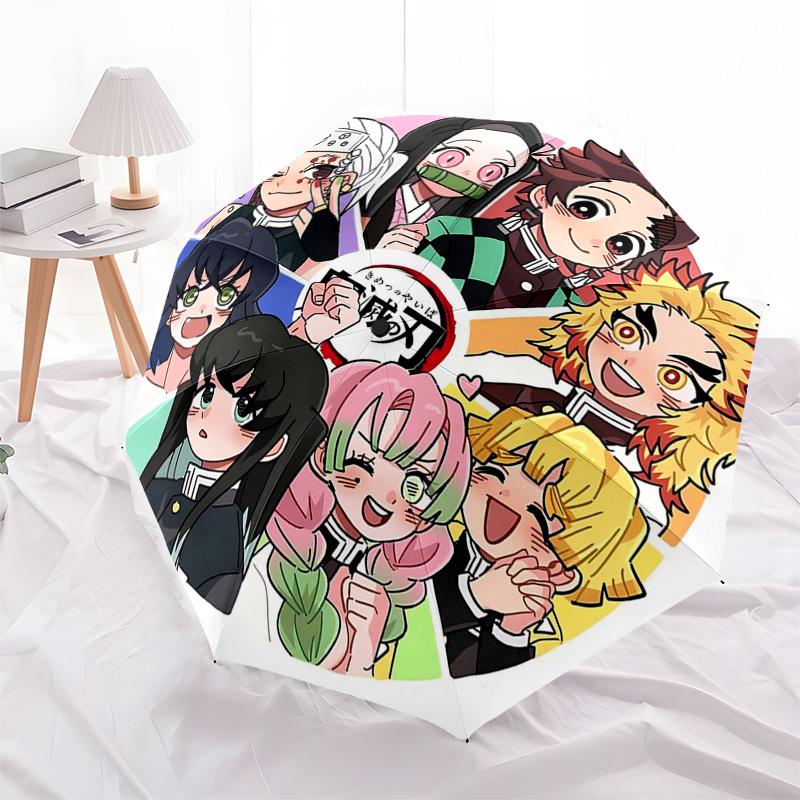 

1pc Kimetsu no Yaiba Anime Characters Automatic Folding Umbrella, Portable 3-Fold Design with Iron Frame, Perfect for Fans, Travelers, Daily Use, and