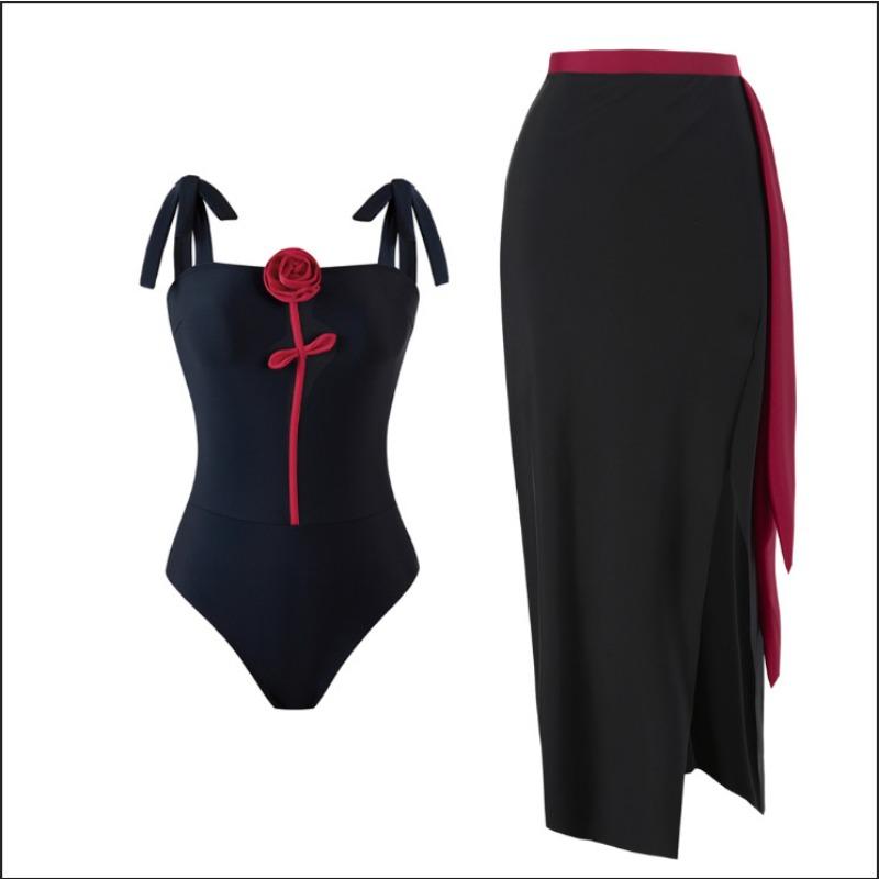 

Новый цельный купальник женский бретели и бретели 3D трехмерный купальник с розой XL