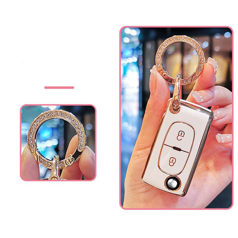 Plating Soft Tpu 2 Buttons Car Remote Key Case Cover For Citroen C2 C3 C4 C5 C6 C8 For Peugeot 107 207 307 307S 308 407 607