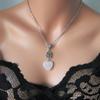 Quartz Necklace Natural Stone-Heart Charm Clavicle Chain for Women Lotus Flower Pendant Choker Party Valentines Day Gift