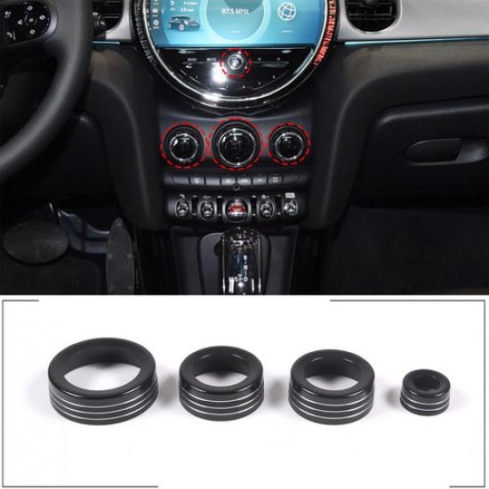 Black Alloy Air Conditioner Switch Knob Cover Trim Ring for BMW MINI COOPER 14+
