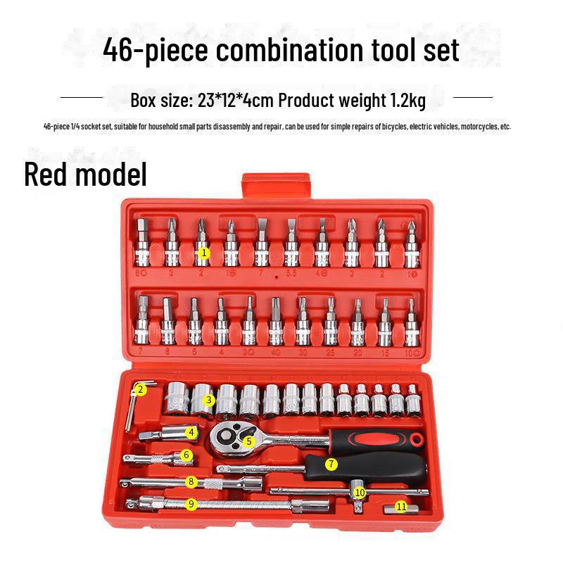 46-Piece Custom Socket Wrench & Ratchet Screwdriver Set for Auto Repair