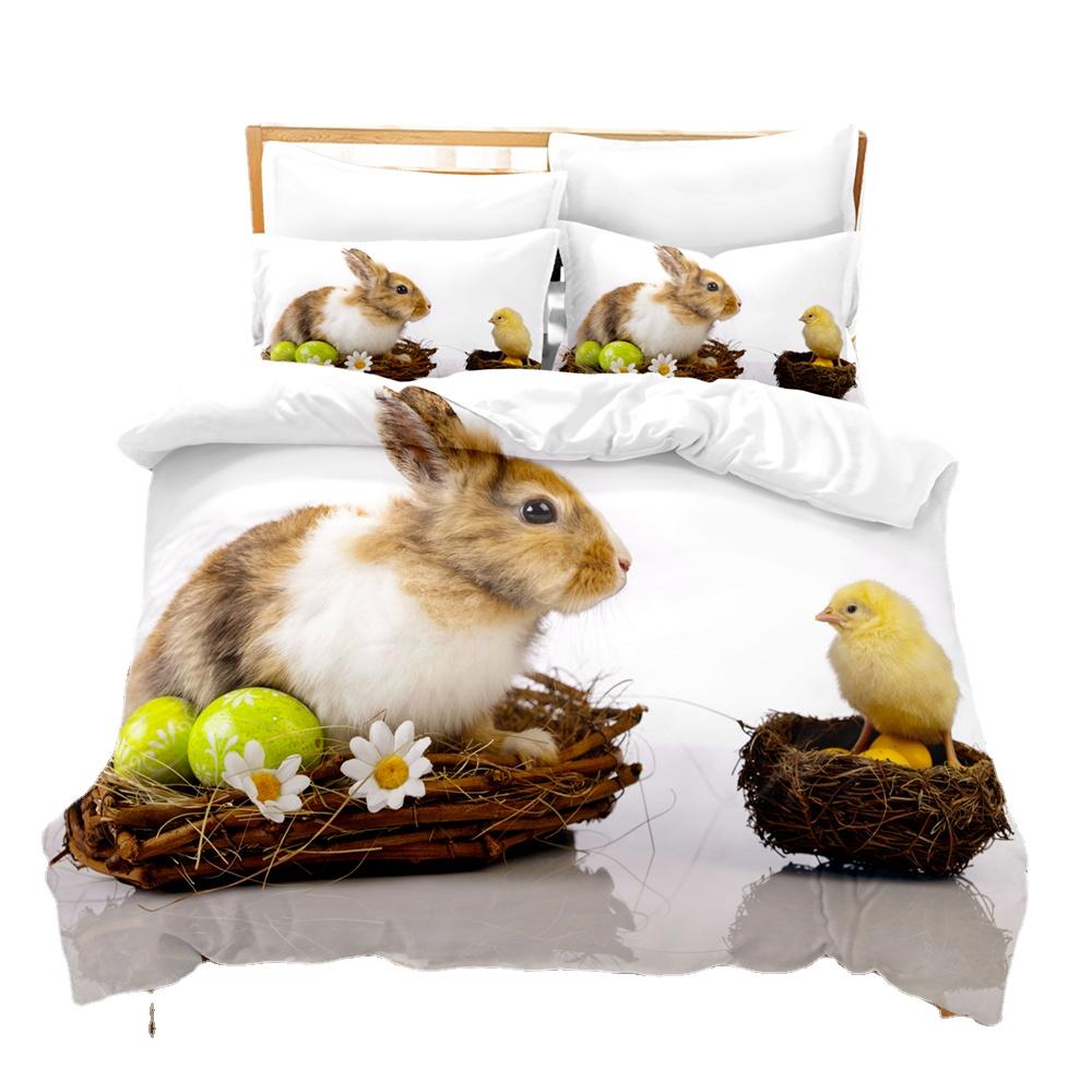 3D Print Little Rabbit Bedding Duvet Cover Set For Kid North America Home Textile Chinese Bed Cover Sets Pillowcases Cartoon New