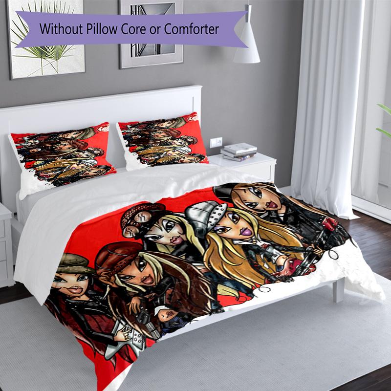3pcs Bratz1 pattern bedding set duvet cover set includes duvet cover &pillowcases, perfect all season bedroom decoration & gift