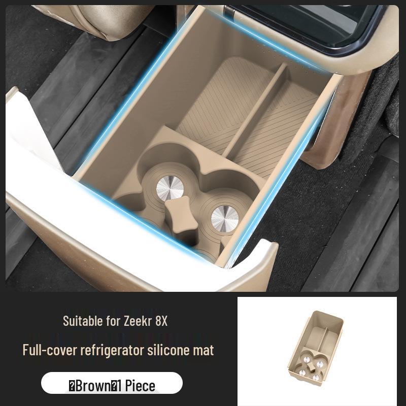 Silicone Cup Holder & Storage Mat for Zeekr 8X Rear Seat Refrigerator