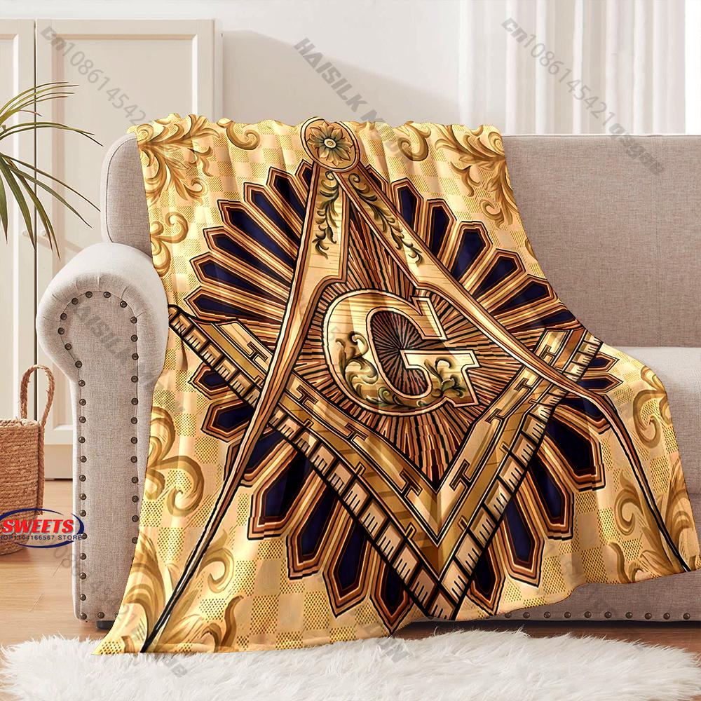 Large Size Lightweight Classic M-Freemas0nry Print Blanket Super Soft Cozy Home Bed Sofa Office Camping Shawl Blanket Great Gift