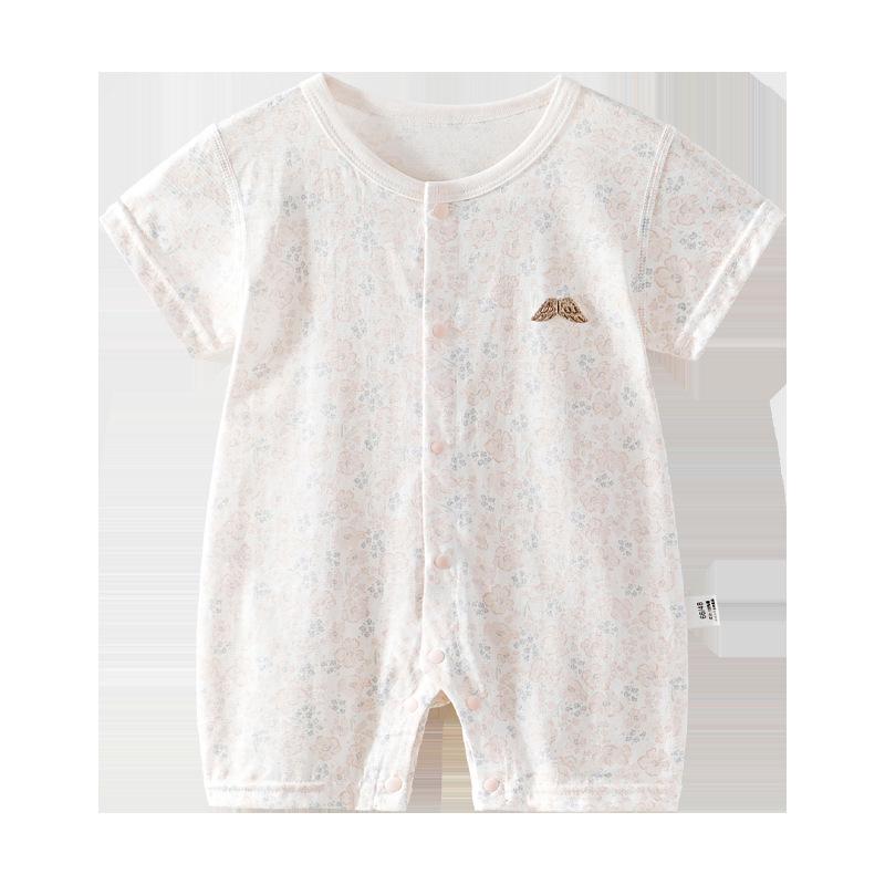 Pure Cotton Newborn Short Sleeve Summer Romper Pajamas - Boneless and Breathable for Crawling.
