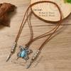 Fashionable Turquoise Butterfly Pendant Necklace Lightweight PU Alloy Neckchain Jewelry For Women Casual Wear