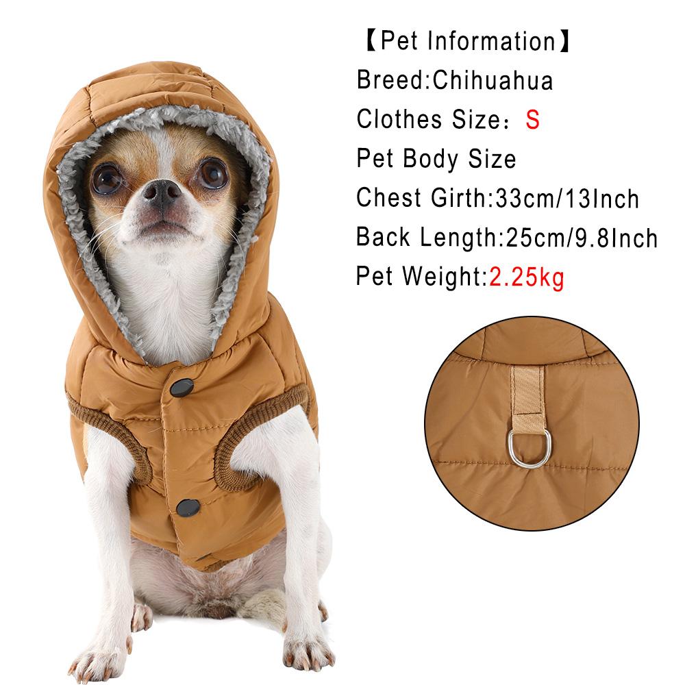 Warm Fleece Pet Hoodies With D-ring Waterproof Dog Jacket For Winter Windproof Pets Coat For Small Medium Dogs Pug Bulldog Parka