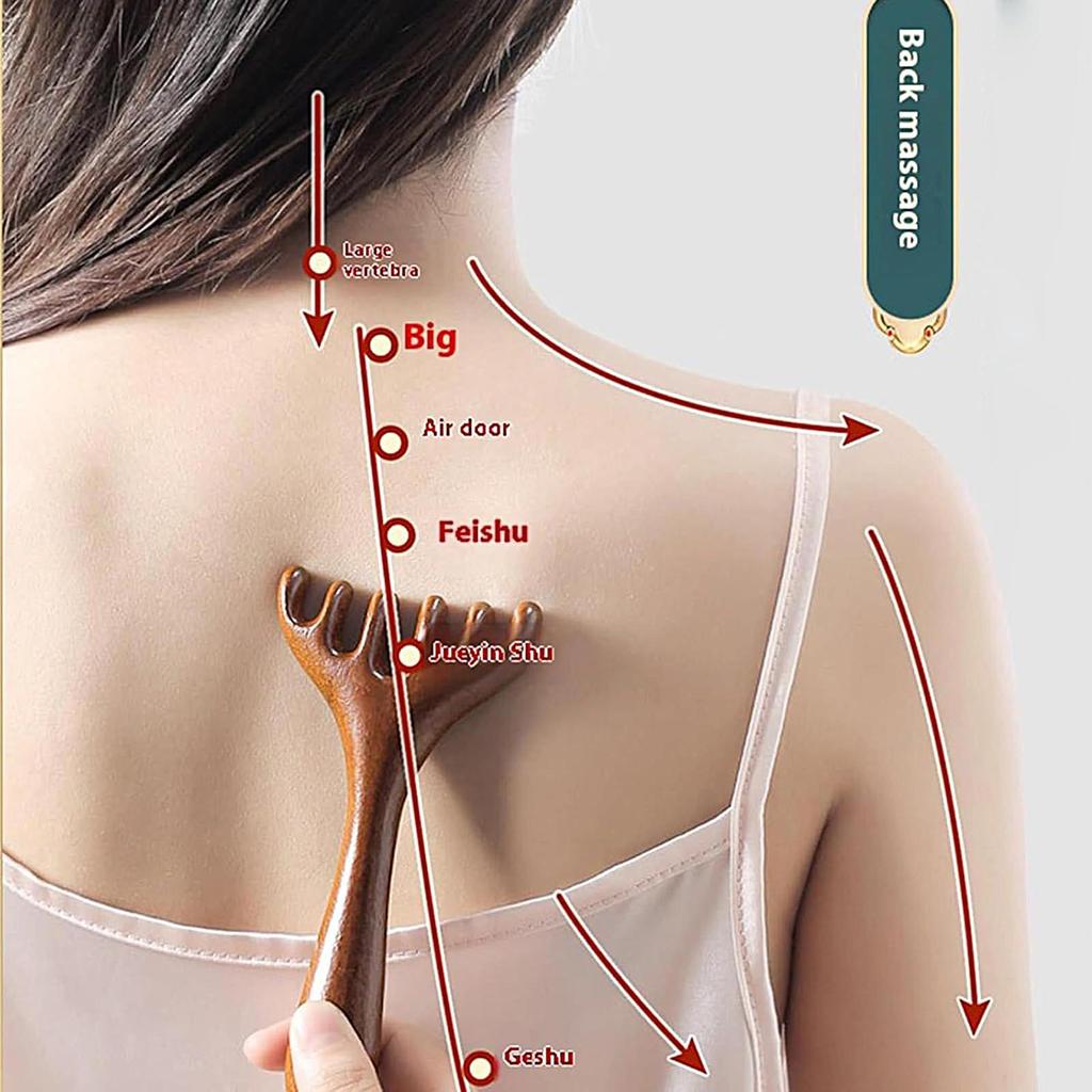 2pcs  Meridian Brush Massage Tools Scalp Massage Comb 6-Claw Relax Tool Wooden Head Brush for Men Women Neck Body Face Spa Home