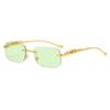 Cheetah Frameless Retro Square Sunglasses for Men & Women - Leopard Metal Design 2572