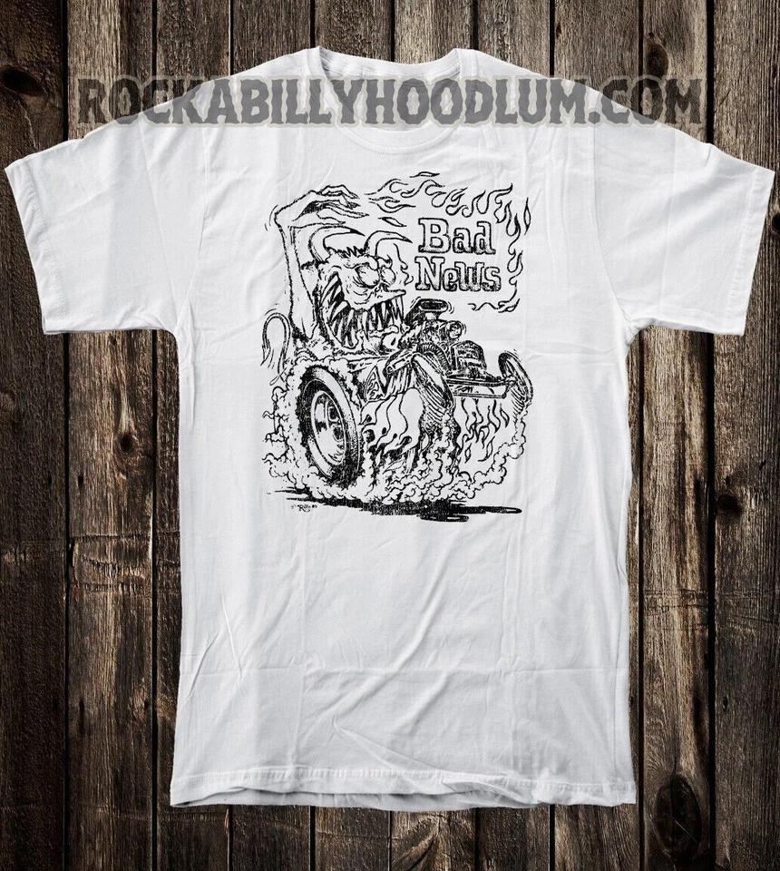 

Retro Hot Rod Tee T Shirt Art Ed Big Daddy Roth Monster BAD NEWS 2XL