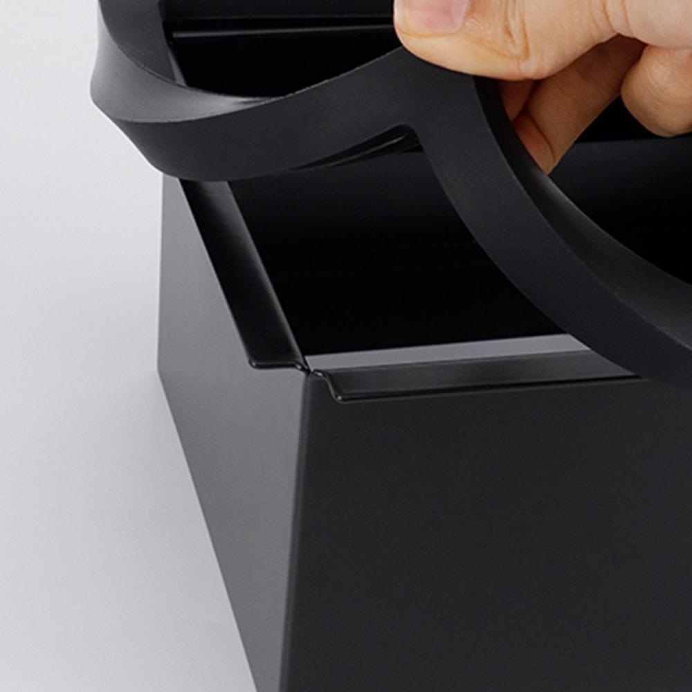 Black Rubber Coffee Knock Box Stainless Steel Bottomless Knock Box  Commercial Coffee Shop