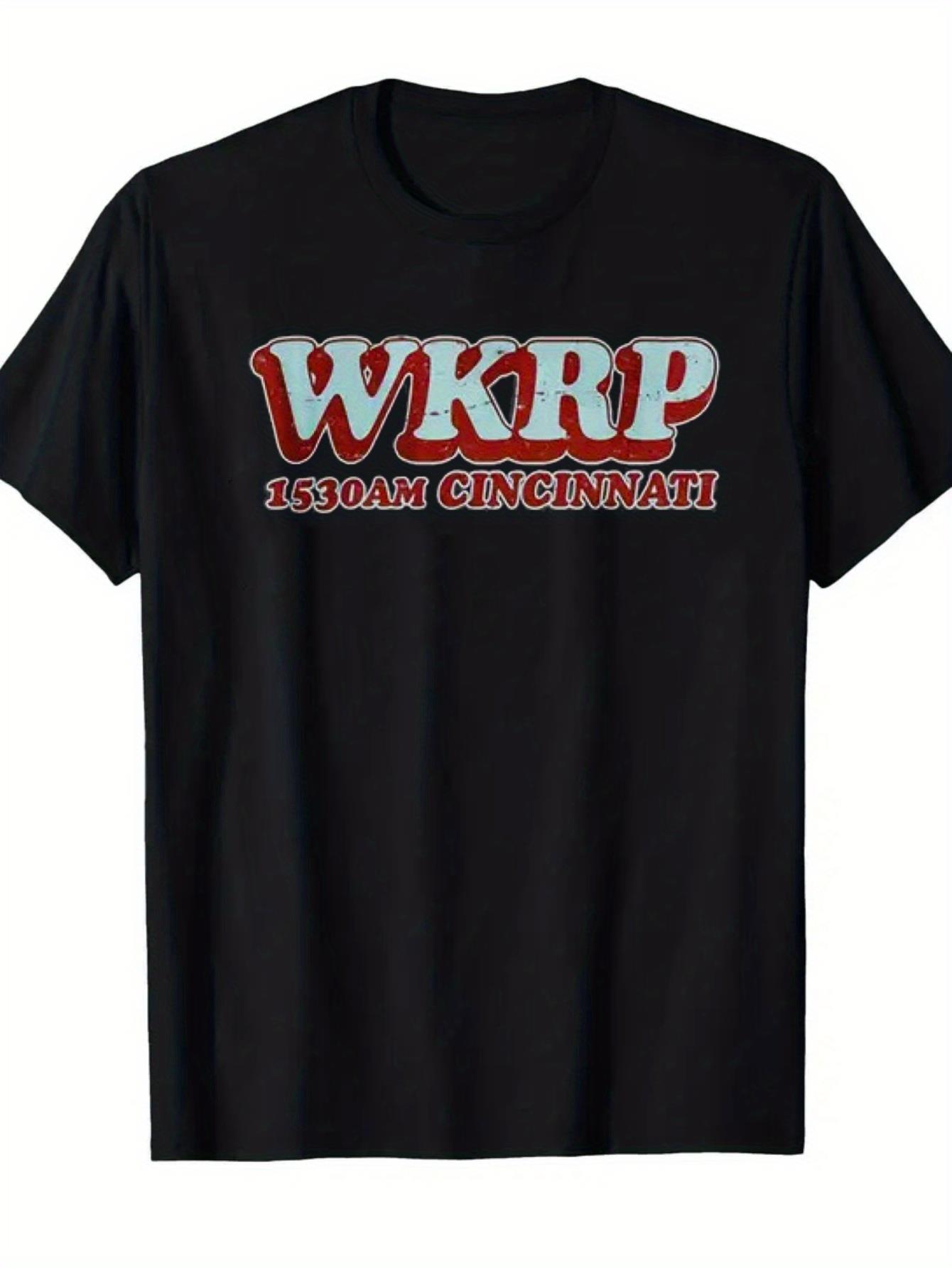 

Shirt with WKRP 1330AM Cincinnati Retro Radio Station Logo Print Pure Cotton Couple AllSeason Streetwear oversized t shirt 4XL