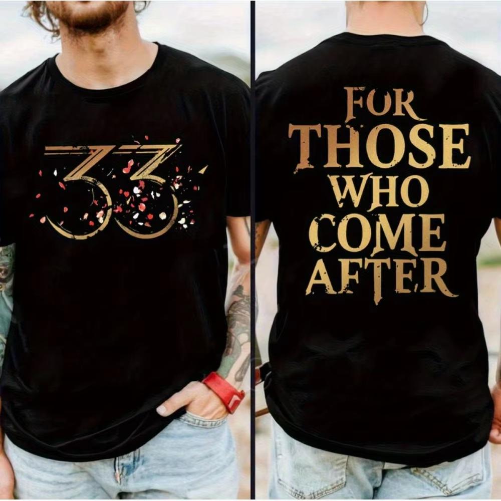 Limited Edition Claire Obscur Expedition 33 Gaming T-shirt Zwart met Gouden Nummer 33 Print Unisex Streetwear vintage t-shirt