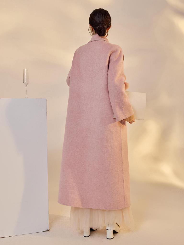 Damen Winter Bestickter Wollmantel & Colorblock-Weste Set