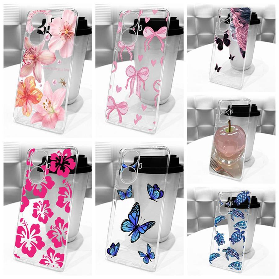 For Realme 10 Pro Case Soft Silicone TPU Protective Bow flower Phone Case For Realme 10Pro+ transparent Realme10 4G Cover Coque
