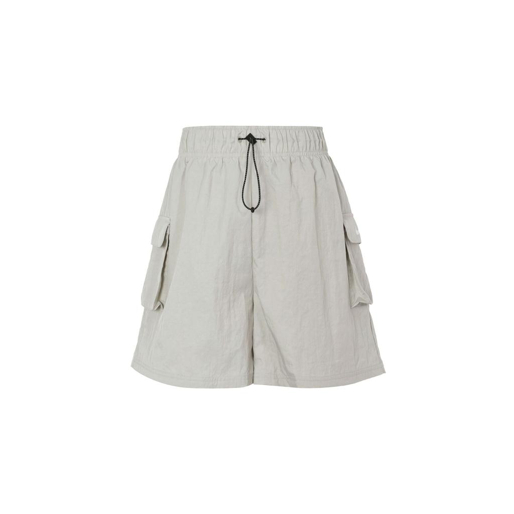 Nike Elastic High Waist Straight-Leg Casual Shorts Women Bottoms Grey DM6248-012