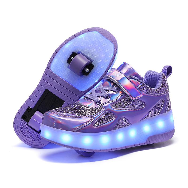 Children's Runaway Shoes Invisible Double Wheels Removable Teenagers Charging with Lights Colorful Luminous Roller Skates