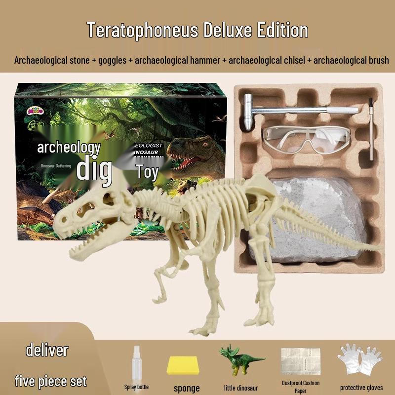 Dinosaur Fossil Excavation Toy - Gem and Skeleton Treasure Hunt for Kids