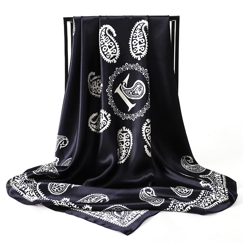 2025 Hip Hop Hijab Scarf Women Print Neckerchief Foulard Square Satin Silk Scarves Shawls And Wraps Lady Pashmina Bandana 2025