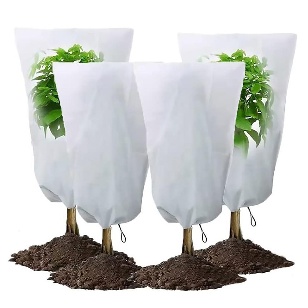 Winter Plant Cold Protection Cover Non-woven Fabric Plant Tree Shrub Cover with Drawstring Yard Garden Frost Prevention Cover