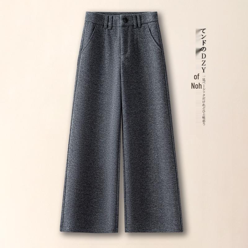

2026 Spring/Fall Women s High-Waisted Wool Wide-Leg Cropped Pants Nine-Tenths Length 26/S (85-95 lbs)