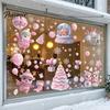 Pink Holiday Glass Decals 9Pcs Christmas Static Window Clings, Santa Snowman Bunny Penguin Bedroom Art Decals, Reusable Xmas Stickers, Decor for Home