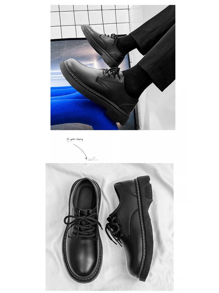 Men's Casual Black Leather Martin Boots - Small, Formal, Business, Work Shoes