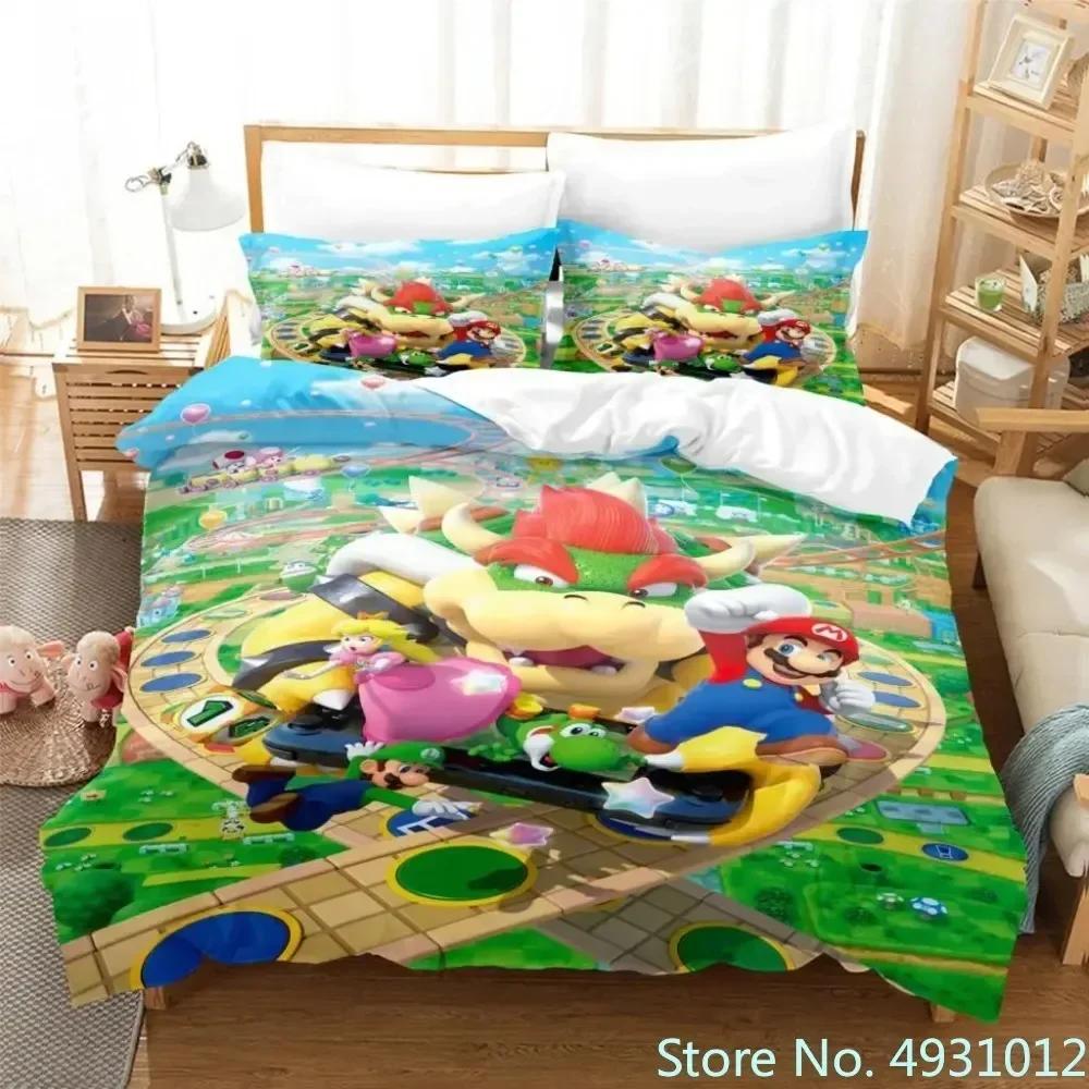 Pościel Super Mario Luigi Yoshi Toad Jumpman Anime 3D Poszewka na kołdrę Dla dziecka Dzieci Młodzież Dorosłych Tekstylia domowe Poszewka na kołdrę