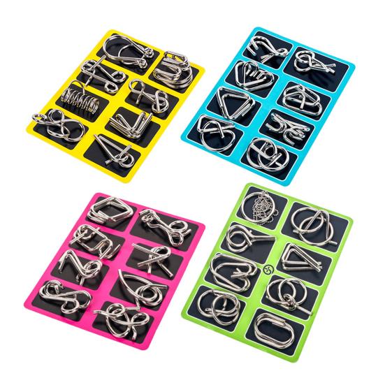8Pcs/Set Metal Puzzle Ring Brain Teaser 3D Wire Puzzle Game Kids Adults Mind