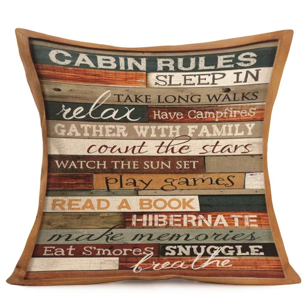 Retro retro style printed polyester pillowcase, living room sofa cushion cover, household pillow 40x40