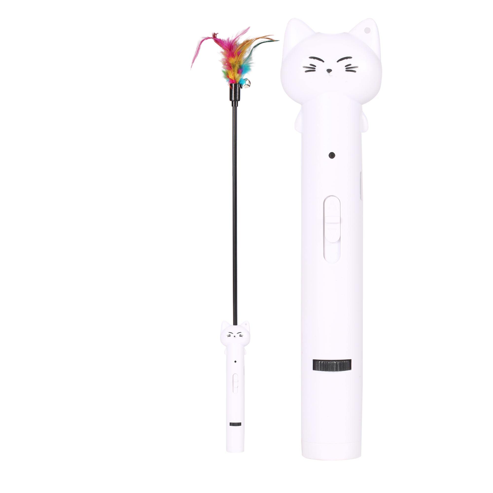 

MonMyat Cat Multifunctional LED USB Compact Cat Toy Cat Toy, 7-in-1 Light, Rechargeable, (Includes Teaser, White)