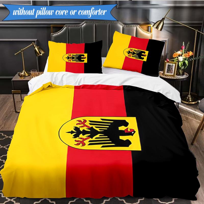 3PCS Germany Coat Of Arms Design Bedding Set 2D Printing (Includes 1 Duvet Cover + 2 Pillowcases Coreless), Bedroom decor,Fan gift