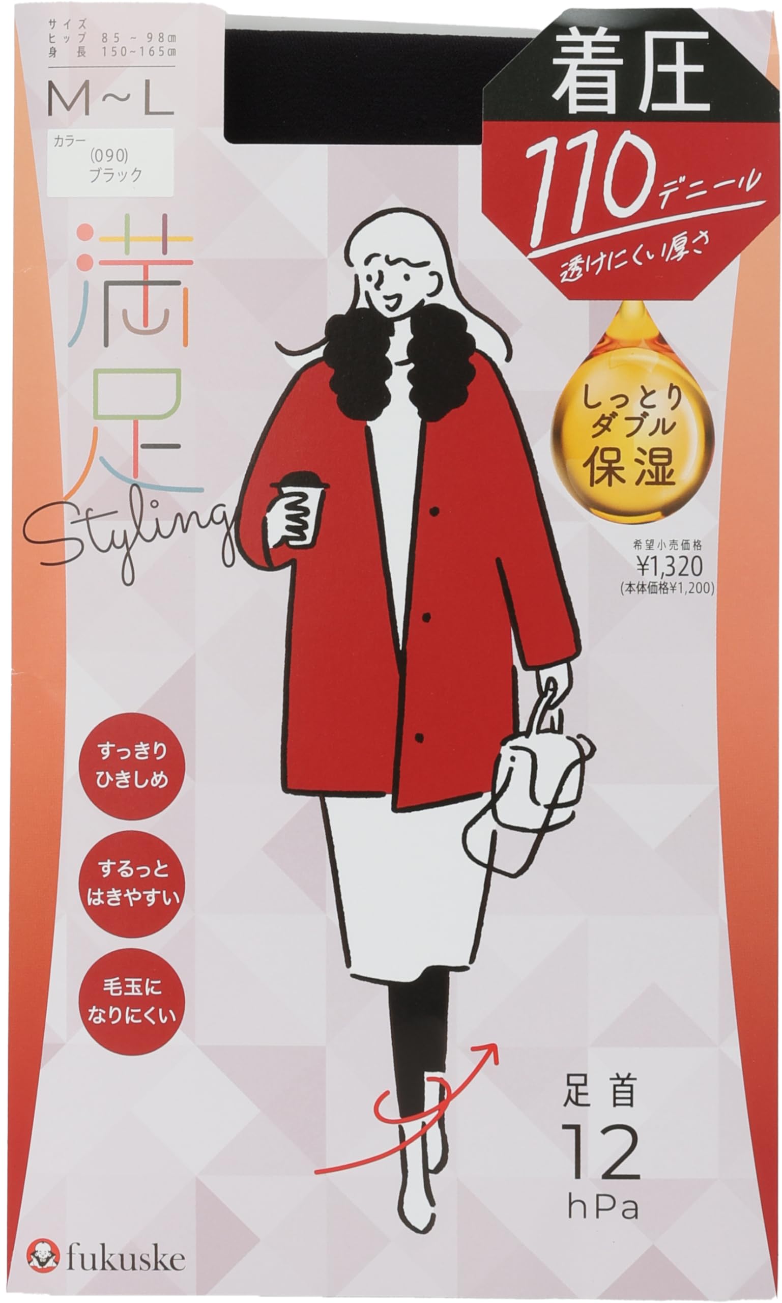 Compression Tights 110 Denier Fukusuke [Satisfied] чёрный