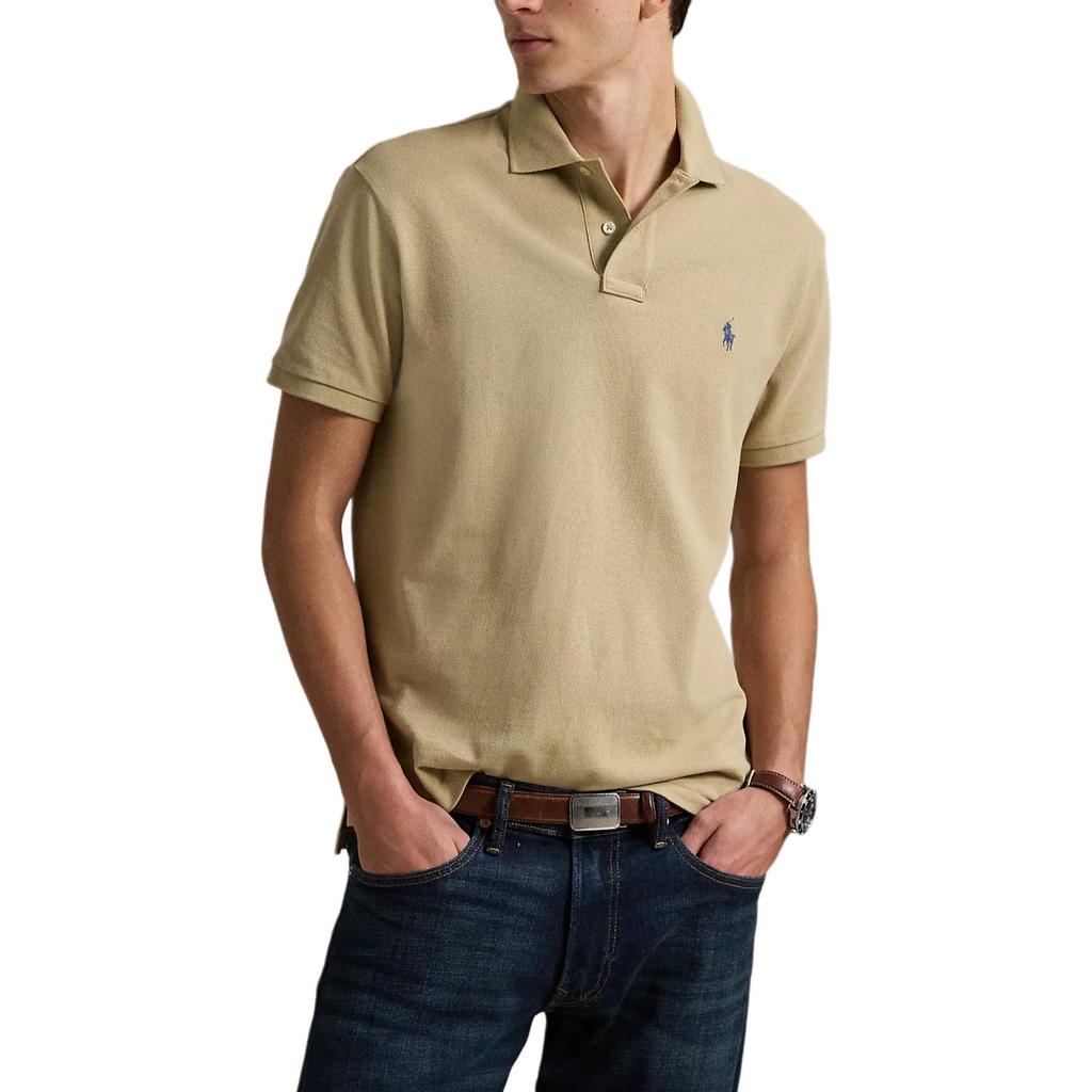 Polo Ralph Lauren Slim Fit Logo Short Sleeve Polo Shirt Men tops Dark-Beige 710536856-462