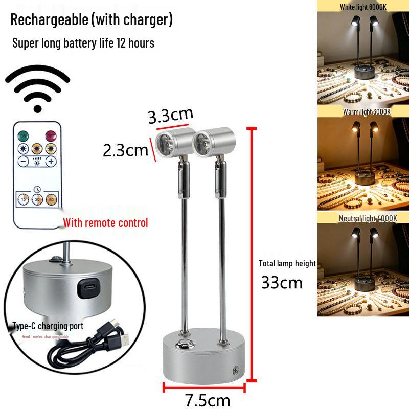 Remote-Controlled Long-Life Charging Spotlights for Jewelry Display Cases