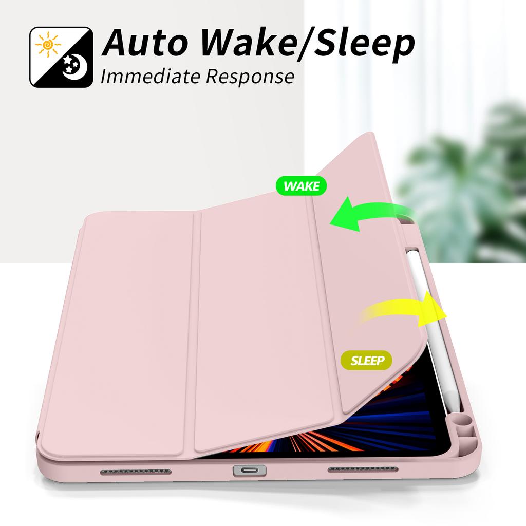 ZOYU for IPad Pro 11 Inch 4/3/2th Generation with Pencil Holder Case,For IPad Air 4/5th Gen 10.9 Mini 6 Trifold Stand Smart Case