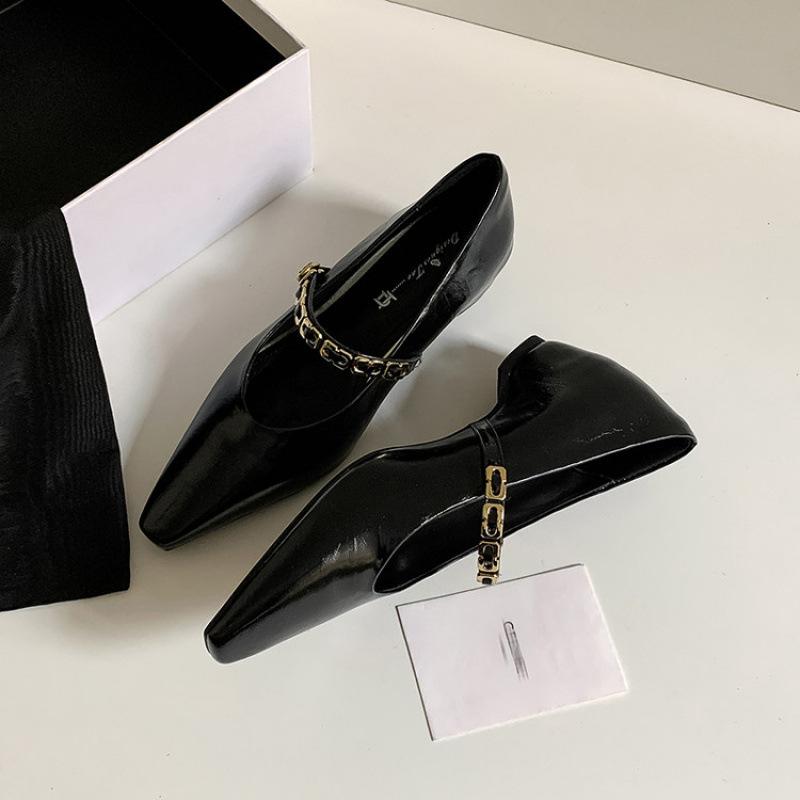 

Новые женские туфли из овчины с острым носком на низком каблуке, модные повседневные туфли с леопардовым принтом, кожаной пряжкой, модные одинарные туфли на все сезоны, маленькие кожаные туфли для женщин 39 чёрный