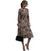 Temperament and Elegance Outer Wear Autumn and Winter Fashion Women's Leopard Print Long-sleeved Hollowed Out High Neck Dresses