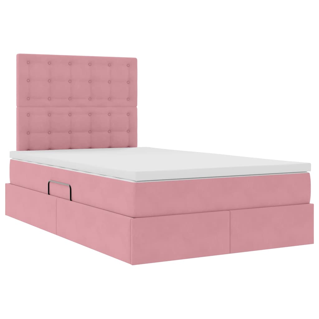 Storage Bed with Mattress Pink 120 x 200 cm Velvet