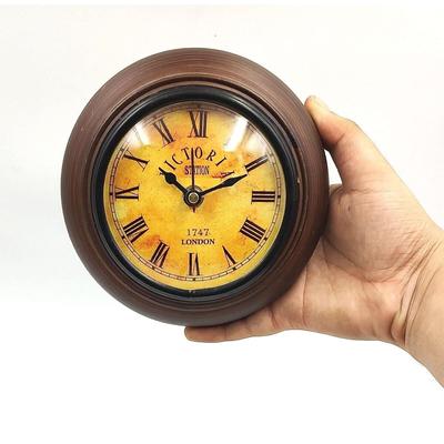 Wood Wall Clock Mini Collectible Victorian Style Wall Clock Room Wall Decorative 5" Brown Clock