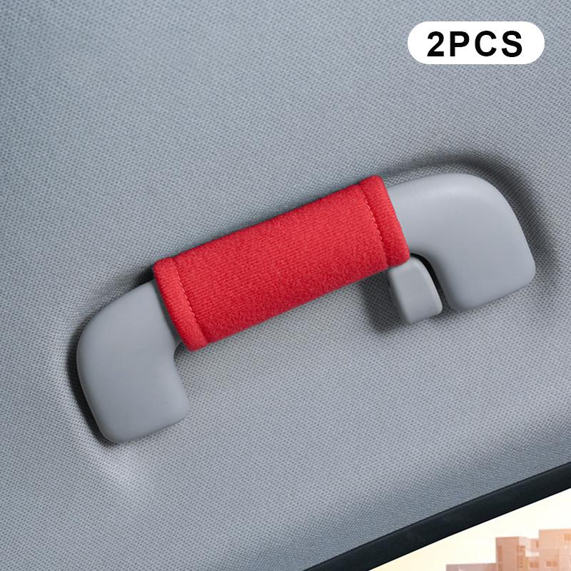 2/4 Stück Weicher Plüsch Auto Dach Armlehne Rutschfester Auto Haltegriffschutz Zuggriffabdeckung Dachgriffabdeckung Auto Innenzubehör