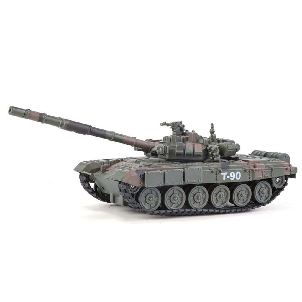 Simulated alloy T-90 main battle tank spray version military model boy toy light swing parts