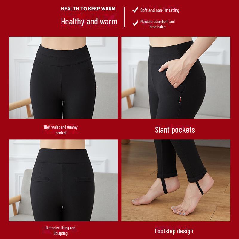 "Damen High Waist Schlankmachende Lammleder & Seidenbaumwolle Winter Leggings - Übergröße & Samtgefüttert für Extra Wärme"