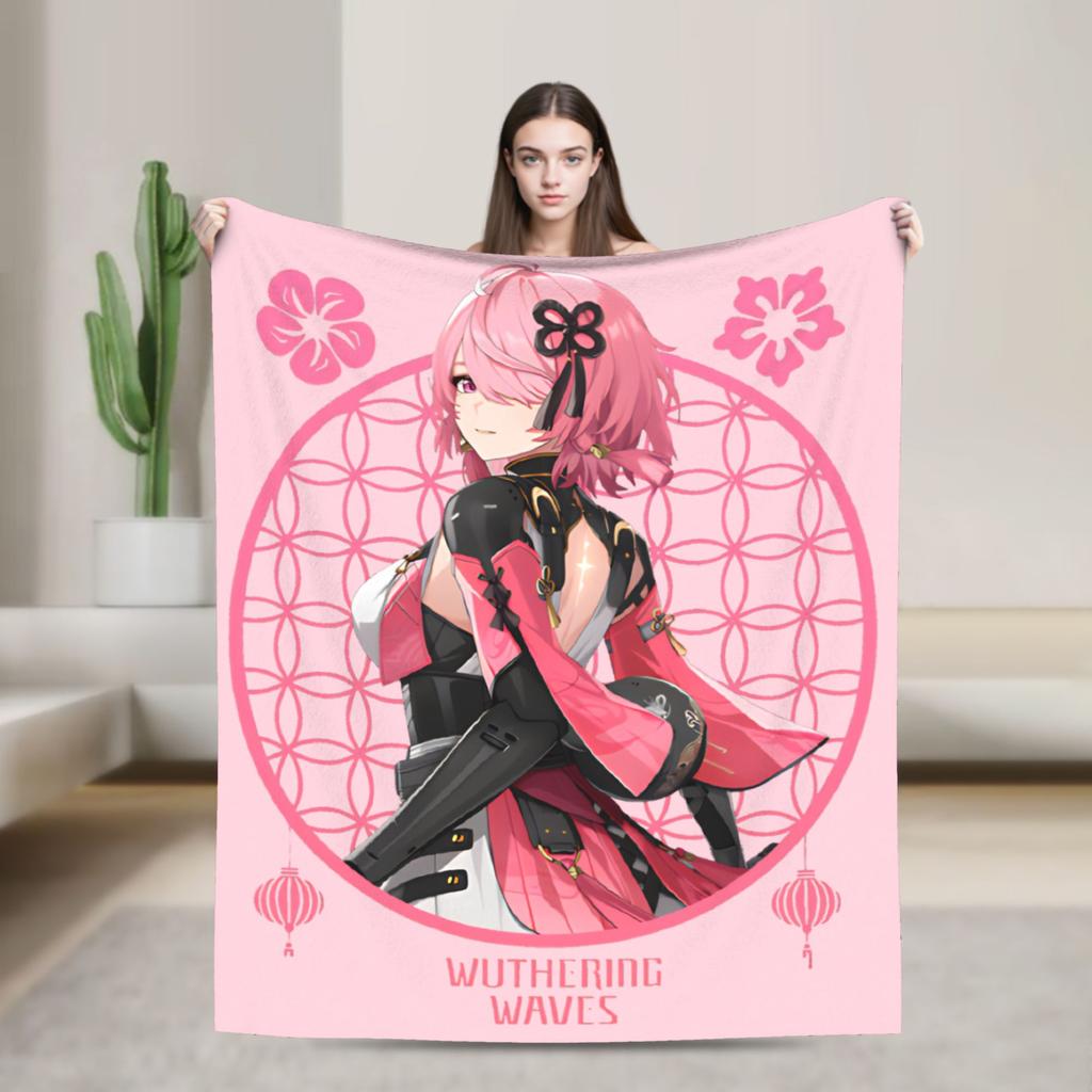 Warm Soft Blankets Camping Iuno Wuthering Waves Game Throw Blanket  Flannel Bedspread For Bedroom Fluffy Sofa Bed Cover