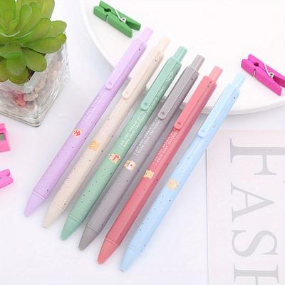 Saison de la rentrée scolaire 20 pièces 0,5 mm Motif Mocha Bear mignon de dessin animé Stylo neutre rétractable, Motif à pois durable Étudiant eau Papeterie de bureau