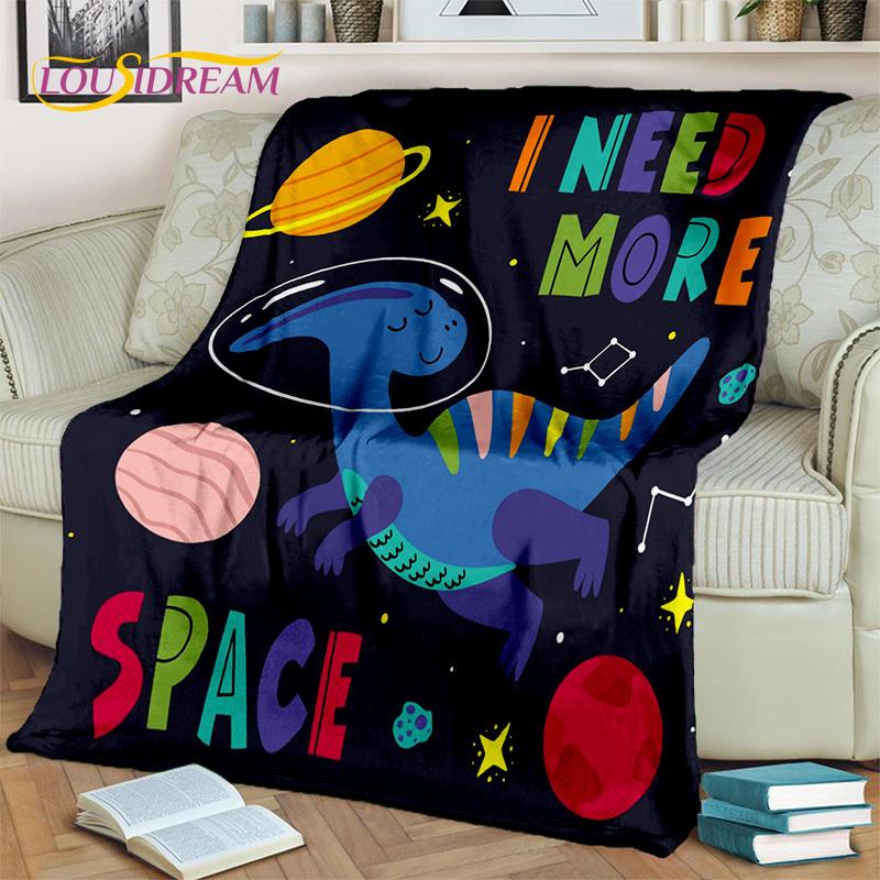 HD Cute Dino Cartoon 3D Dinosaur Space Children Blanket,soft Throw Blanket for Home Bedroom Bed Sofa Picnic Office Cover Blanket