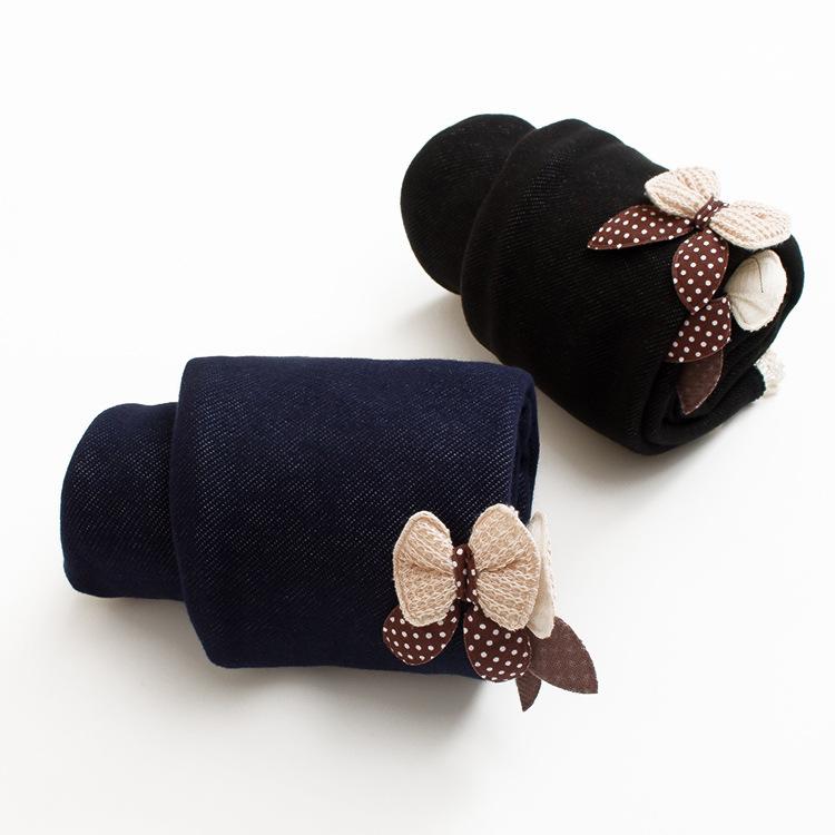 Girls Pants Thick Warm Winter Spring Jean Bow Bottom Leggings Kids Trousers Children Pants