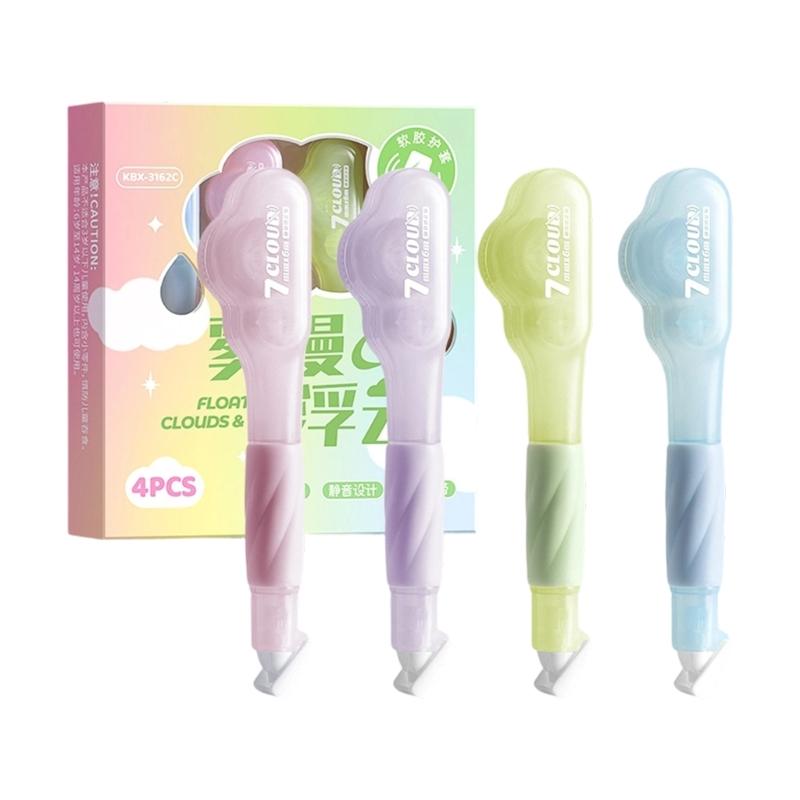 4 Pieces Noiseless Correction Tape Set In Fun Cloud Shape Writing Error Corrector Tool Perfect for School & Office Use